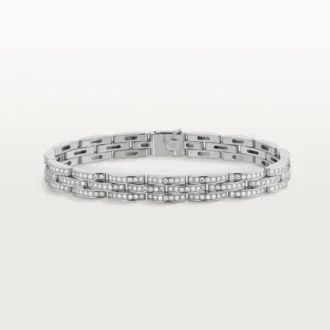 Maillon Panthere Bracelet, Triple Row, Paved