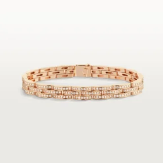 Maillon Panthere Bracelet, Triple Row, Paved