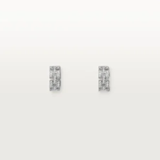 Maillon Panthere Earrings, 3 Diamond-Paved Rows – White Gold, Diamonds – Cartier