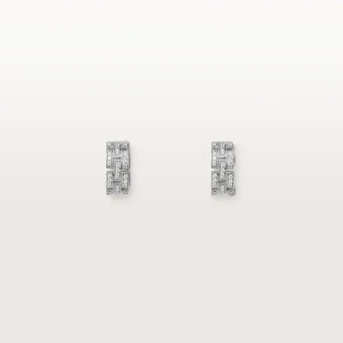 Maillon Panthere Earrings, 3 Diamond-Paved Rows – White Gold, Diamonds – Cartier