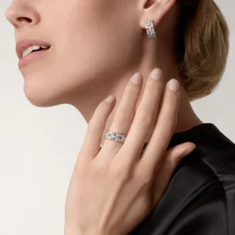 Maillon Panthere Earrings, 3 Diamond-Paved Rows – White Gold, Diamonds – Cartier