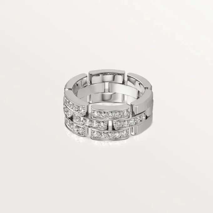 Maillon Panthere Ring, 3 Half Diamond-Paved Rows – White Gold, Diamonds – Cartier Maillon Panthere Ring, 3 Half Diamond-Paved Rows – White Gold, Diamonds – Cartier