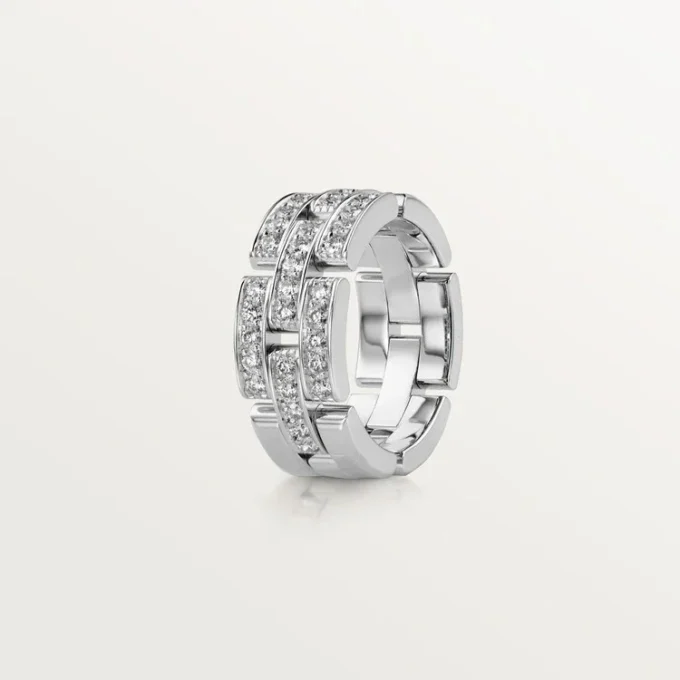 Maillon Panthere Ring, 3 Half Diamond-Paved Rows – White Gold, Diamonds – Cartier Maillon Panthere Ring, 3 Half Diamond-Paved Rows – White Gold, Diamonds – Cartier