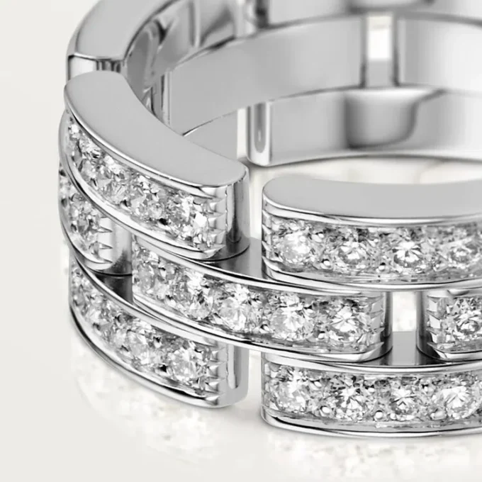 Maillon Panthere Ring, 3 Half Diamond-Paved Rows – White Gold, Diamonds – Cartier Maillon Panthere Ring, 3 Half Diamond-Paved Rows – White Gold, Diamonds – Cartier