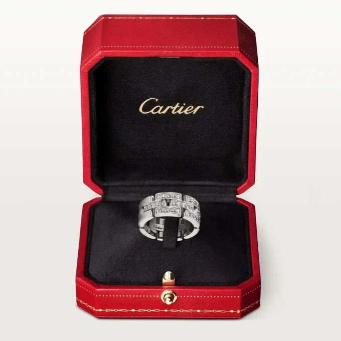 Maillon Panthere Ring, 3 Half Diamond-Paved Rows – White Gold, Diamonds – Cartier Maillon Panthere Ring, 3 Half Diamond-Paved Rows – White Gold, Diamonds – Cartier