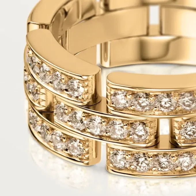 Maillon Panthere Ring, 3 Half Diamond-Paved Rows – Yellow Gold, Diamonds – Cartier Maillon Panthere Ring, 3 Half Diamond-Paved Rows – Yellow Gold, Diamonds – Cartier