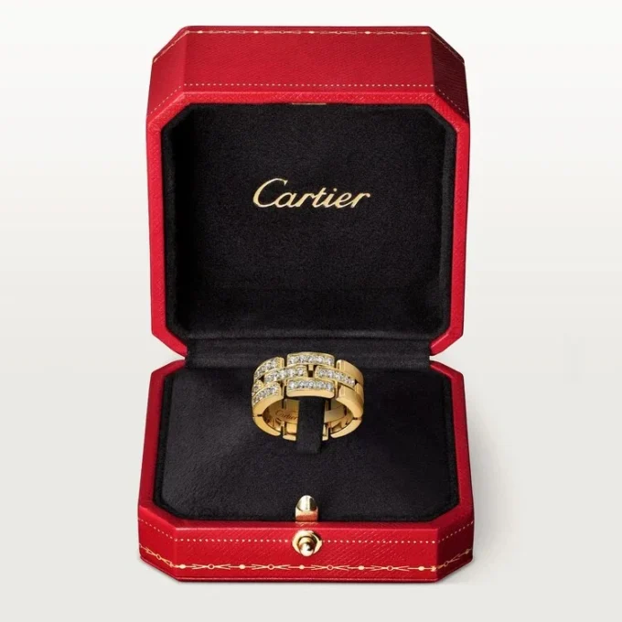 Maillon Panthere Ring, 3 Half Diamond-Paved Rows – Yellow Gold, Diamonds – Cartier Maillon Panthere Ring, 3 Half Diamond-Paved Rows – Yellow Gold, Diamonds – Cartier