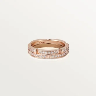 Maillon Panthere Thin Wedding Band, 2 Half Diamond-Paved Rows – Pink Gold, Diamonds – Cartier