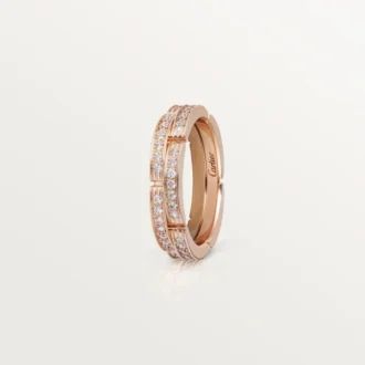 Maillon Panthere Thin Wedding Band, 2 Half Diamond-Paved Rows – Pink Gold, Diamonds – Cartier