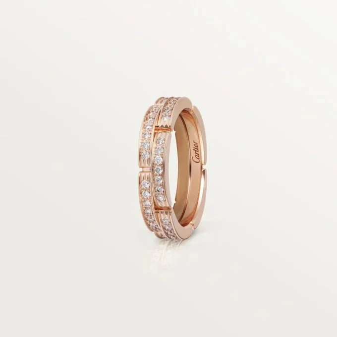 Maillon Panthere Thin Wedding Band, 2 Half Diamond-Paved Rows – Pink Gold, Diamonds – Cartier Maillon Panthere Thin Wedding Band, 2 Half Diamond-Paved Rows – Pink Gold, Diamonds – Cartier
