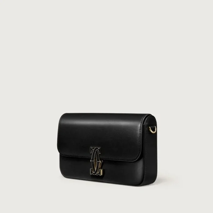 Mini Chain Bag, Double C De Cartier – Black Calfskin, Gold and Black Enamel Finish – Cartier Mini Chain Bag, Double C De Cartier – Black Calfskin, Gold and Black Enamel Finish – Cartier