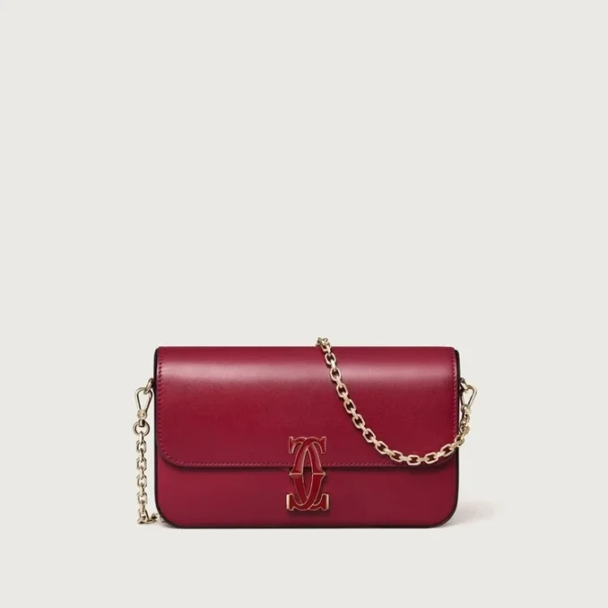 Mini Chain Bag, Double C De Cartier – Cherry Red Calfskin, Gold and Cherry Red Enamel Finish – Cartier Mini Chain Bag, Double C De Cartier – Cherry Red Calfskin, Gold and Cherry Red Enamel Finish – Cartier