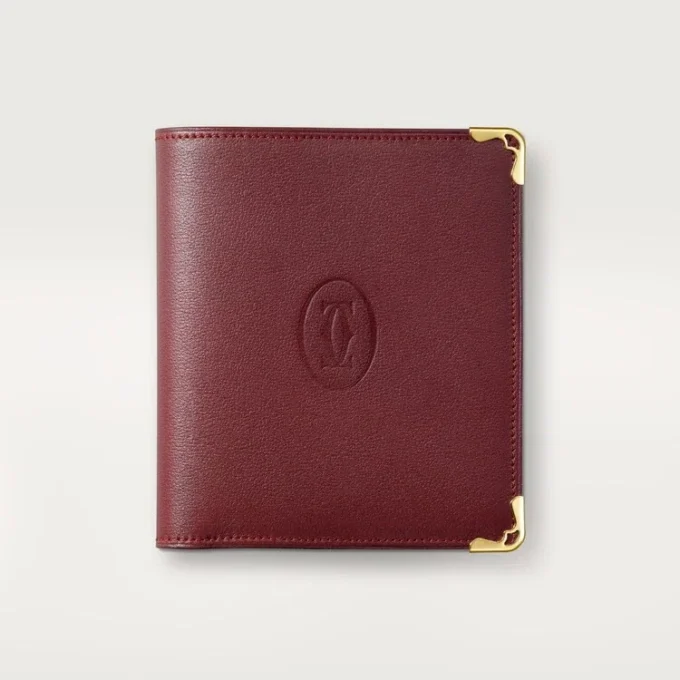 Multiple Wallet, Must De Cartier – Burgundy Calfskin, Golden Finish – Cartier Multiple Wallet, Must De Cartier – Burgundy Calfskin, Golden Finish – Cartier