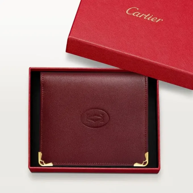 Multiple Wallet, Must De Cartier – Burgundy Calfskin, Golden Finish – Cartier Multiple Wallet, Must De Cartier – Burgundy Calfskin, Golden Finish – Cartier
