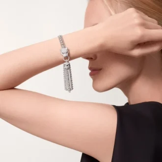 Panthere De Cartier Bracelet, on Chain, Half-Paved