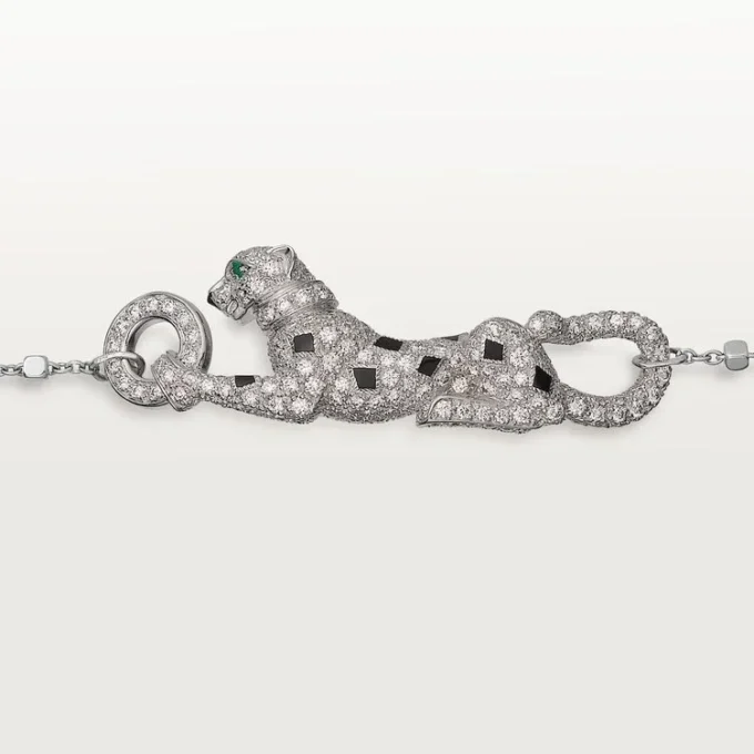 Panthere De Cartier Bracelet, on Chain, Half-Paved Panthere De Cartier Bracelet, on Chain, Half-Paved