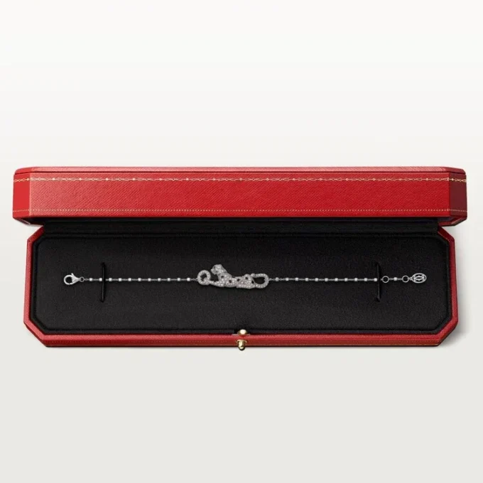 Panthere De Cartier Bracelet, on Chain, Half-Paved Panthere De Cartier Bracelet, on Chain, Half-Paved
