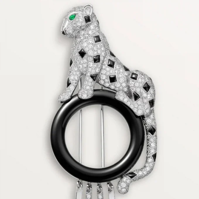 Panthere De Cartier Brooch – White Gold, Emeralds, Onyx, Diamonds – Cartier Panthere De Cartier Brooch – White Gold, Emeralds, Onyx, Diamonds – Cartier