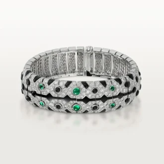 Panthere De Cartier Cuff, Emerald, Paved