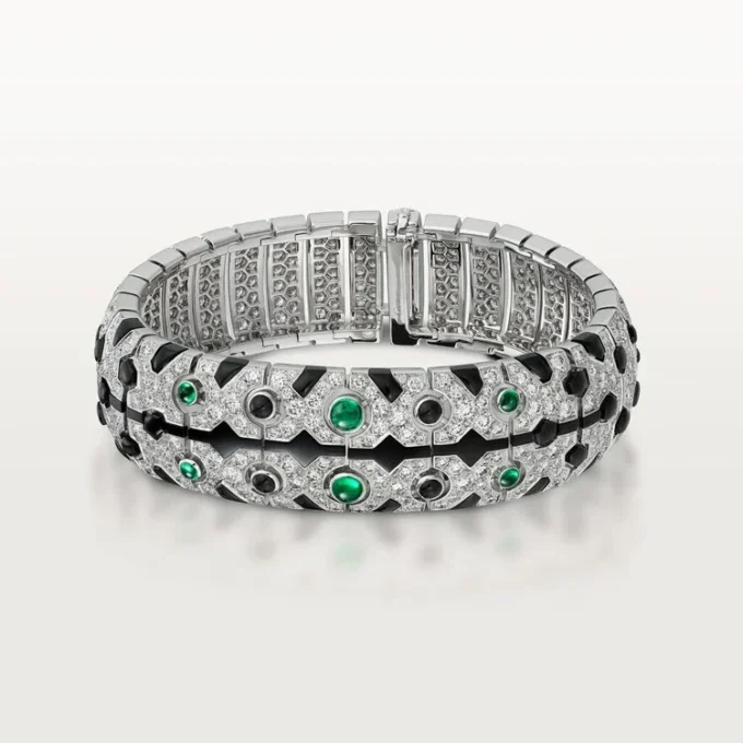 Panthere De Cartier Cuff, Emerald, Paved