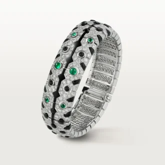 Panthere De Cartier Cuff, Emerald, Paved