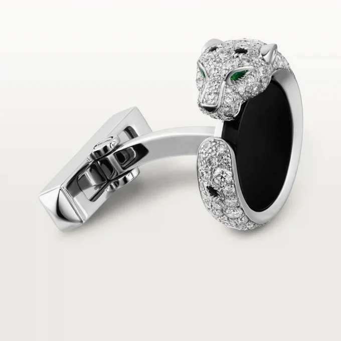 Panthere De Cartier Cufflinks – Rhodiumized White Gold, Diamonds, Emeralds, Onyx – Cartier Panthere De Cartier Cufflinks – Rhodiumized White Gold, Diamonds, Emeralds, Onyx – Cartier
