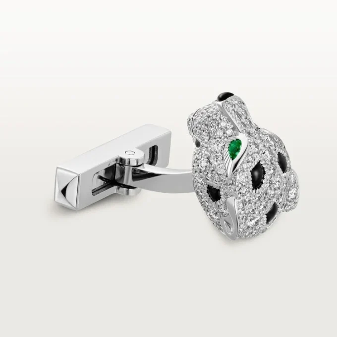 Panthere De Cartier Cufflinks – Rhodiumized White Gold, Diamonds, Emeralds, Onyx – Cartier Panthere De Cartier Cufflinks – Rhodiumized White Gold, Diamonds, Emeralds, Onyx – Cartier