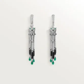 Panthere De Cartier Earrings, Emeralds, Paved