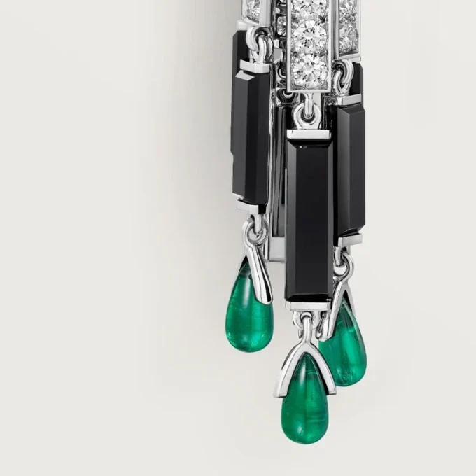 Panthere De Cartier Earrings, Emeralds, Paved
