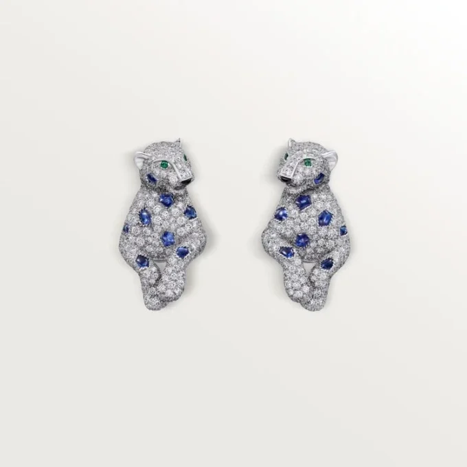 Panthere De Cartier Earrings, Sapphires, Paved