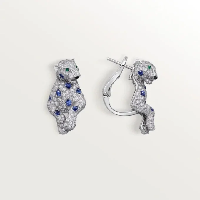 Panthere De Cartier Earrings, Sapphires, Paved