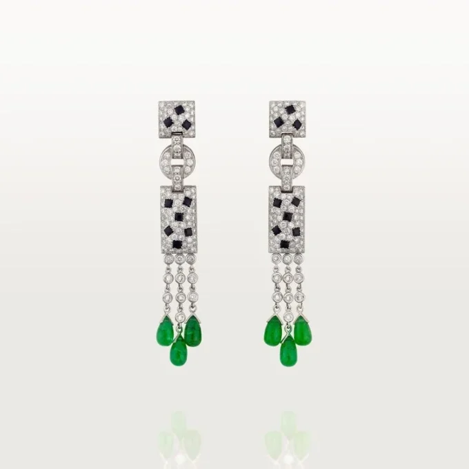 Panthere De Cartier Earrings – White Gold, Emeralds, Onyx, Diamonds – Cartier