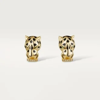 Panthere De Cartier Earrings – Yellow Gold, Lacquer, Diamonds, Tsavorite Garnets, Onyx – Cartier