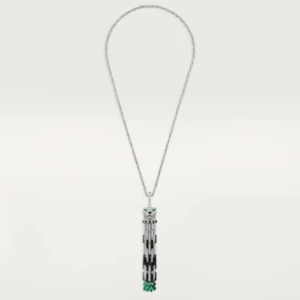 Panthere De Cartier Long Necklace, Emerald, Multi-Wear, Large Model, Paved