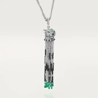 Panthere De Cartier Long Necklace, Emerald, Multi-Wear, Large Model, Paved