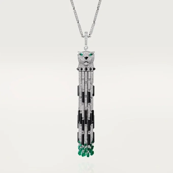 Panthere De Cartier Long Necklace, Emerald, Multi-Wear, Large Model, Paved Panthere De Cartier Long Necklace, Emerald, Multi-Wear, Large Model, Paved