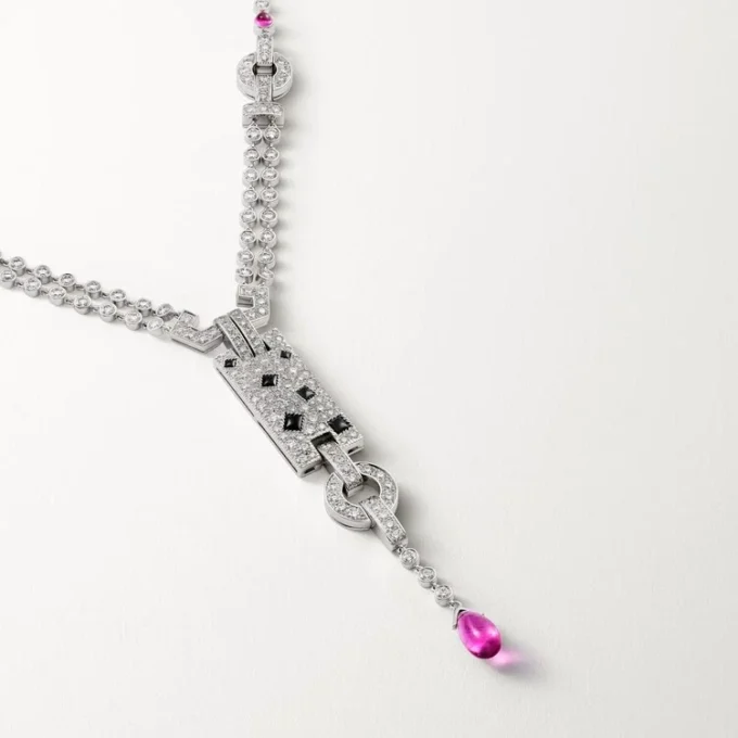 Panthere De Cartier Necklace, Rubellite, Paved Panthere De Cartier Necklace, Rubellite, Paved