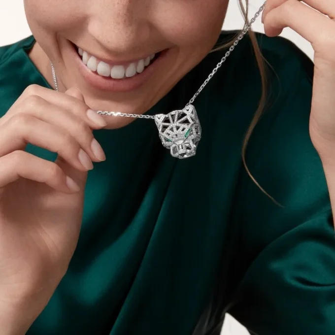 Panthere De Cartier Necklace – White Gold, Emeralds, Diamonds, Onyx – Cartier Panthere De Cartier Necklace – White Gold, Emeralds, Diamonds, Onyx – Cartier