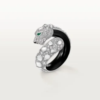 Panthere De Cartier Ring, Black Lacquer, Paved