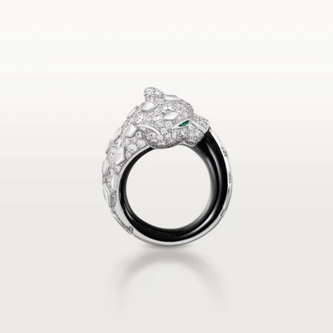 Panthere De Cartier Ring, Black Lacquer, Paved