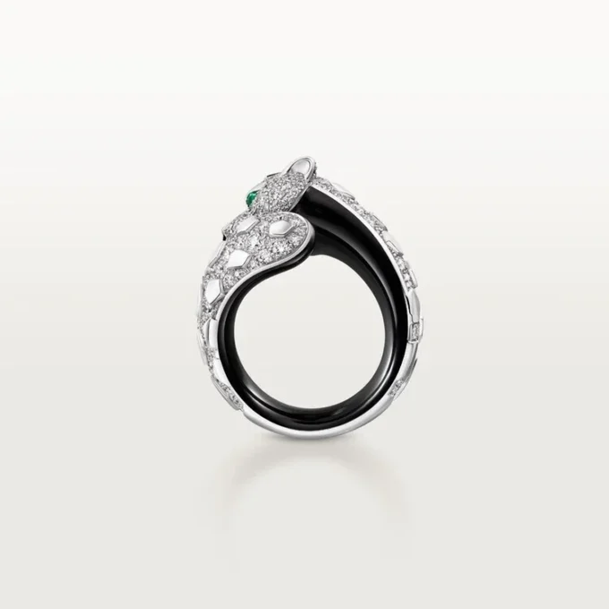 Panthere De Cartier Ring, Black Lacquer, Paved
