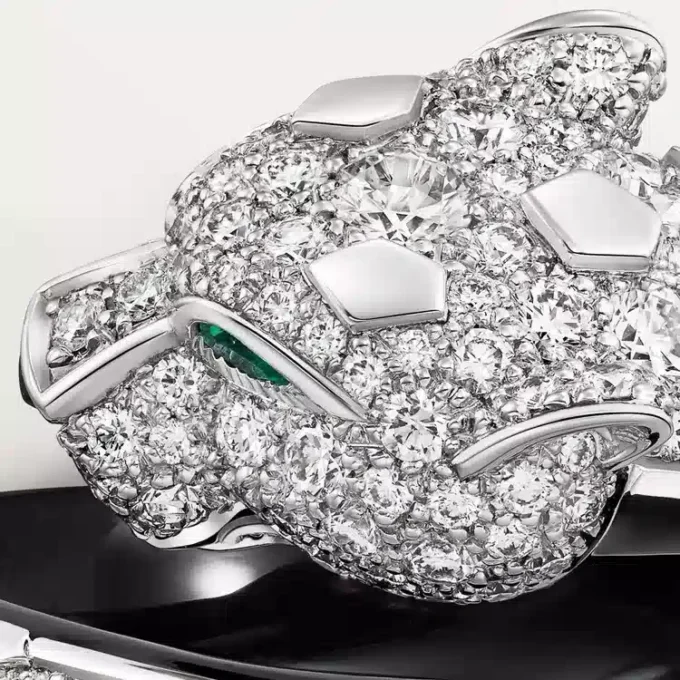 Panthere De Cartier Ring, Black Lacquer, Paved
