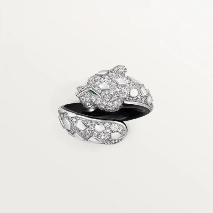 Panthere De Cartier Ring, Black Lacquer, Paved