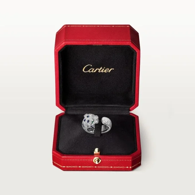 Panthere De Cartier Ring, Medium Model, Half-Paved