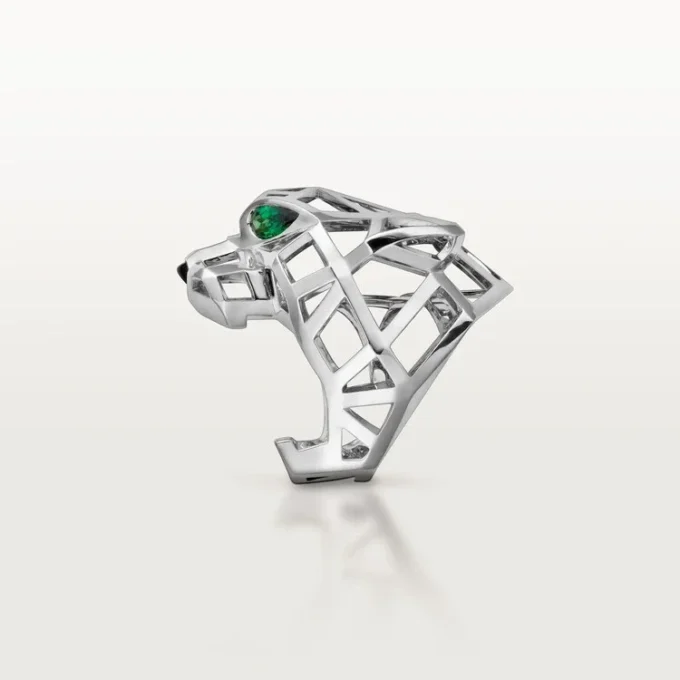 Panthere De Cartier Ring – Non-Rhodiumized White Gold, Tsavorite Garnets, Onyx – Cartier Panthere De Cartier Ring – Non-Rhodiumized White Gold, Tsavorite Garnets, Onyx – Cartier