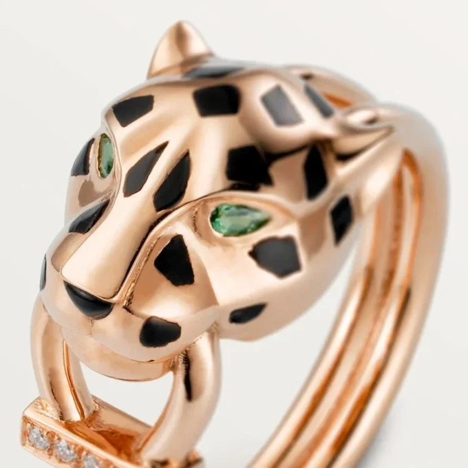 Panthere De Cartier Ring – Pink Gold, Tsavorite Garnets, Onyx, Black Lacquer, Diamonds – Cartier Panthere De Cartier Ring – Pink Gold, Tsavorite Garnets, Onyx, Black Lacquer, Diamonds – Cartier