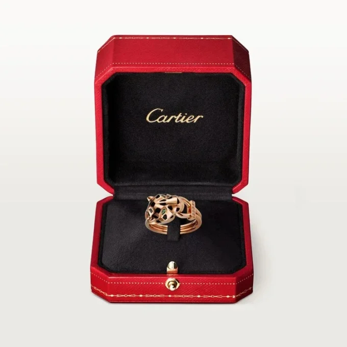 Panthere De Cartier Ring – Pink Gold, Tsavorite Garnets, Onyx, Black Lacquer, Diamonds – Cartier Panthere De Cartier Ring – Pink Gold, Tsavorite Garnets, Onyx, Black Lacquer, Diamonds – Cartier