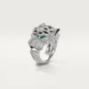 Panthere De Cartier Ring – White Gold, Diamonds, Emeralds, Onyx – Cartier Panthere De Cartier Ring – White Gold, Diamonds, Emeralds, Onyx – Cartier