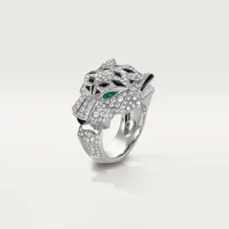 Panthere De Cartier Ring – White Gold, Diamonds, Emeralds, Onyx – Cartier