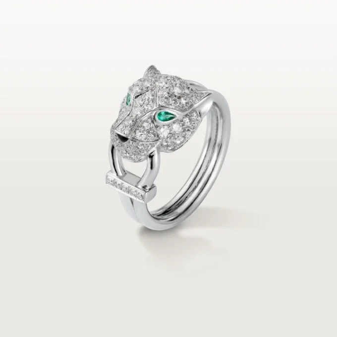 Panthere De Cartier Ring – White Gold, Diamonds, Emeralds, Onyx – Cartier Panthere De Cartier Ring – White Gold, Diamonds, Emeralds, Onyx – Cartier